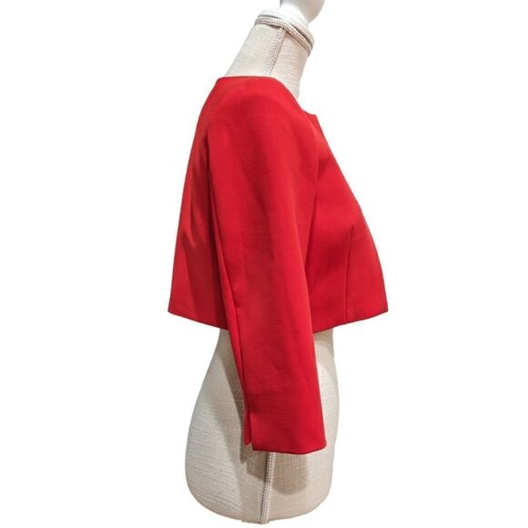 Hobbs London Elize Red Cropped Open Front 3/4 Sleeve Blazer Jacket Sz 4 Petite - Picture 6 of 12
